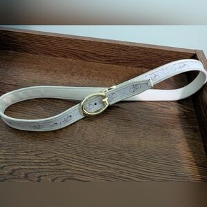 GUESS Belt Reversible White/Patterned Belt with Gold Buckle Sz M 35.5 Long